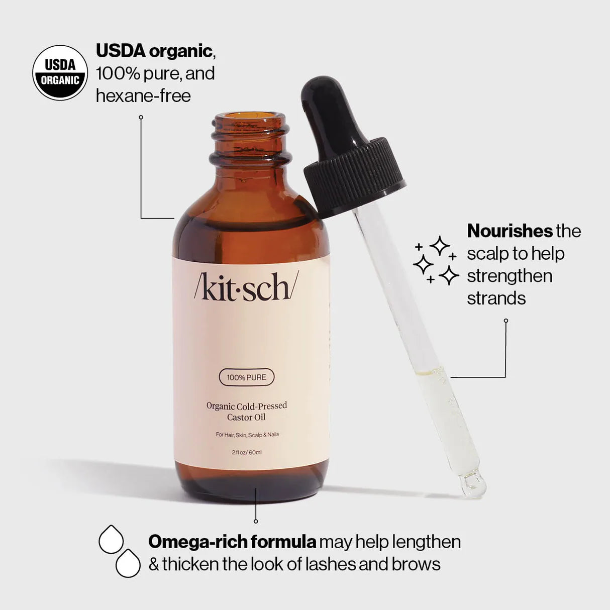 Kitsch 100% Pure Organic Cold-Pressed Castor Oil